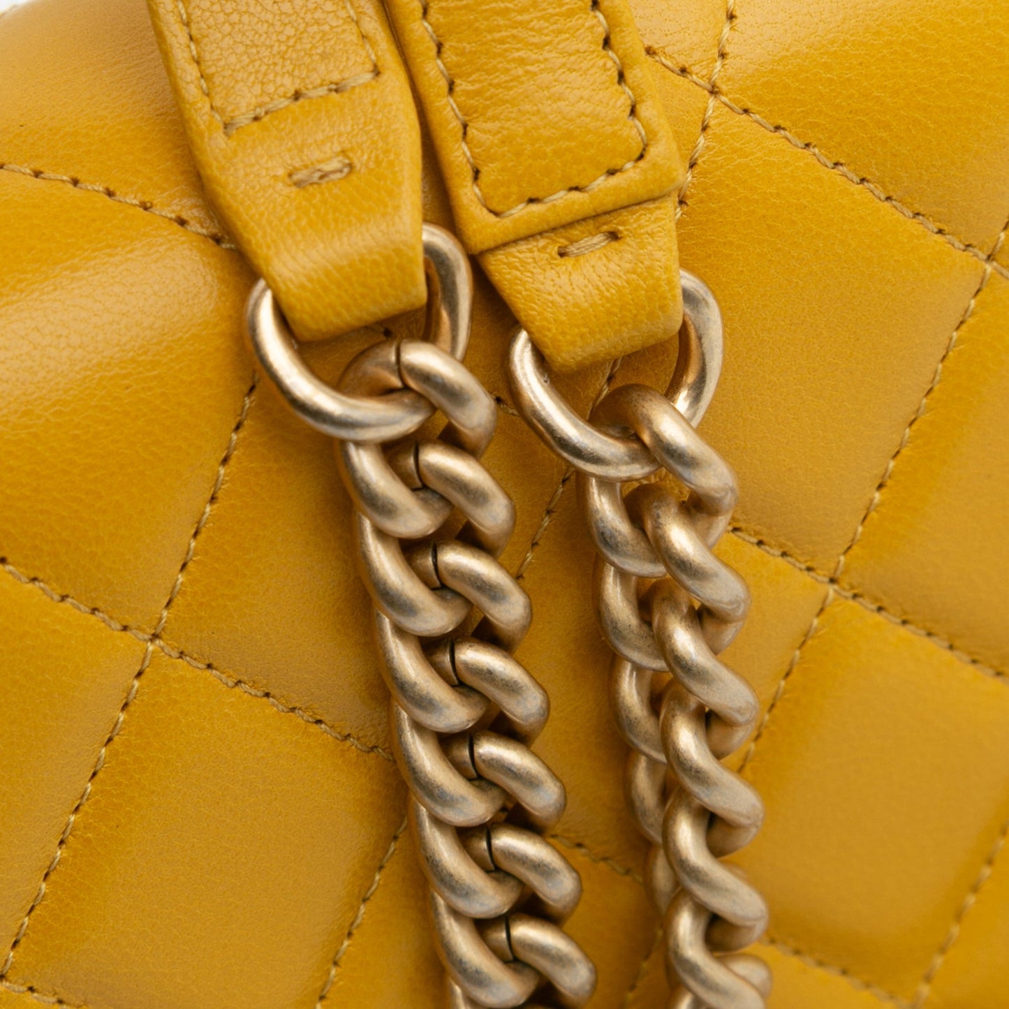 Yellow Chanel Quilted Lambskin Boy Wallet On Chain Crossbody Bag