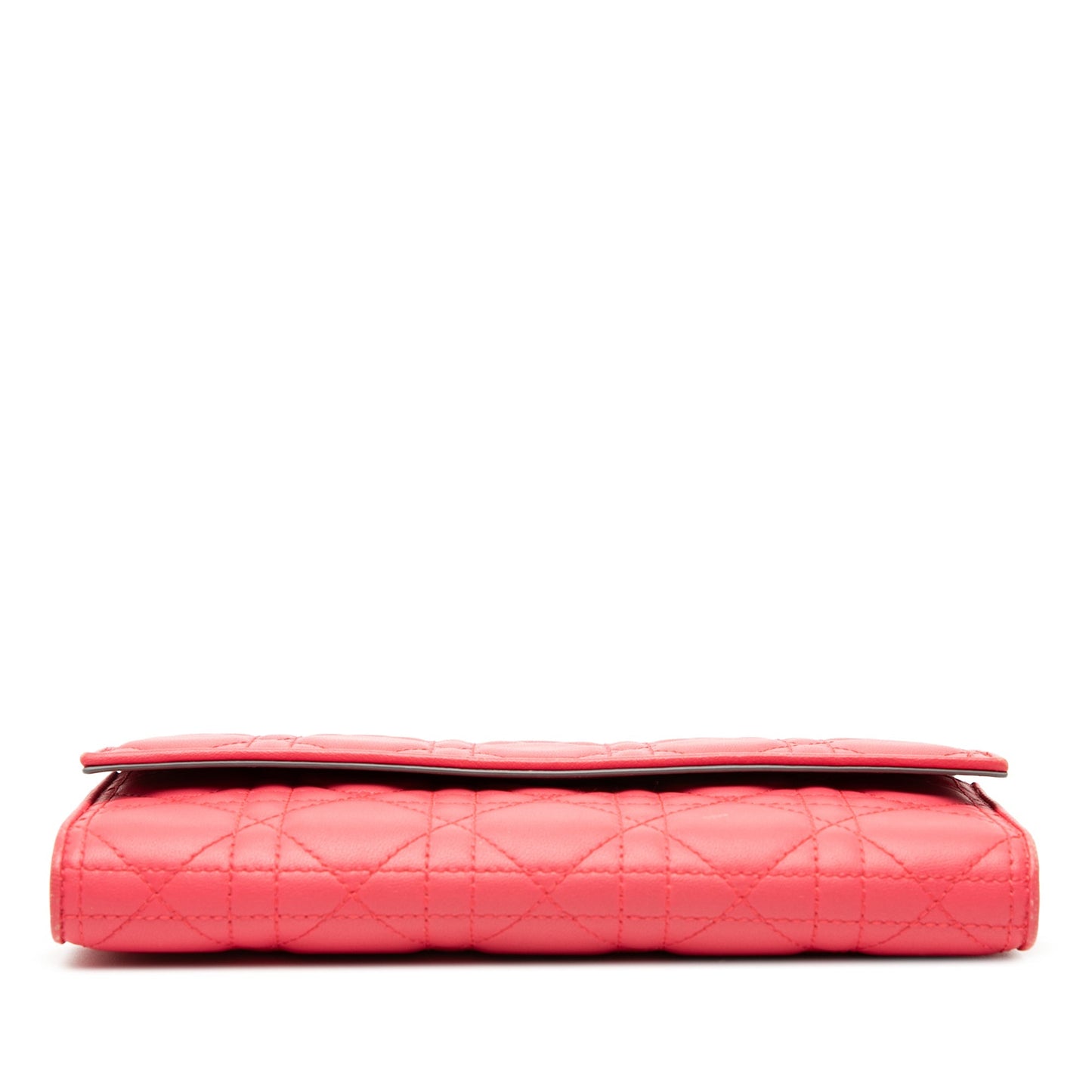Pink Dior Lambskin Cannage Lady Dior Wallet On Chain Shoulder Bag