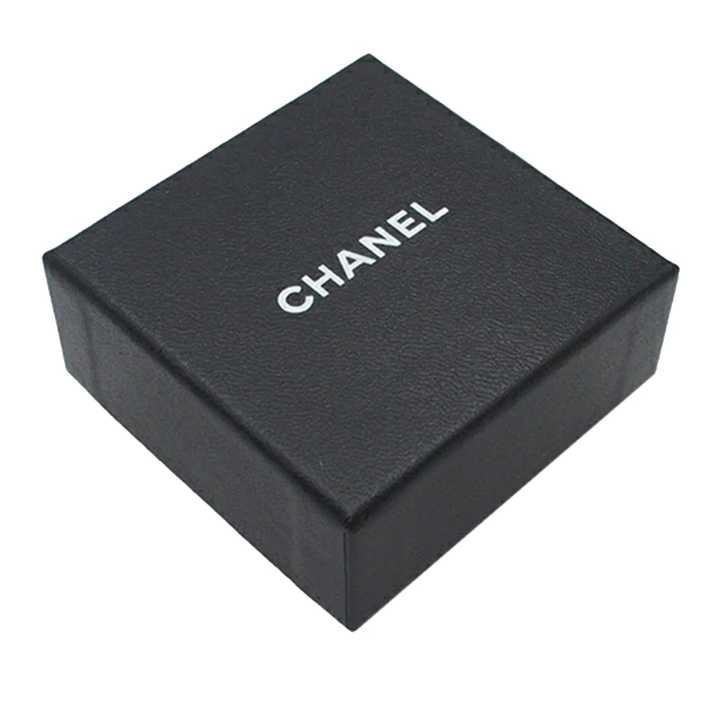 White Chanel Resin and Silver Plated CC Round Push Back Earrings