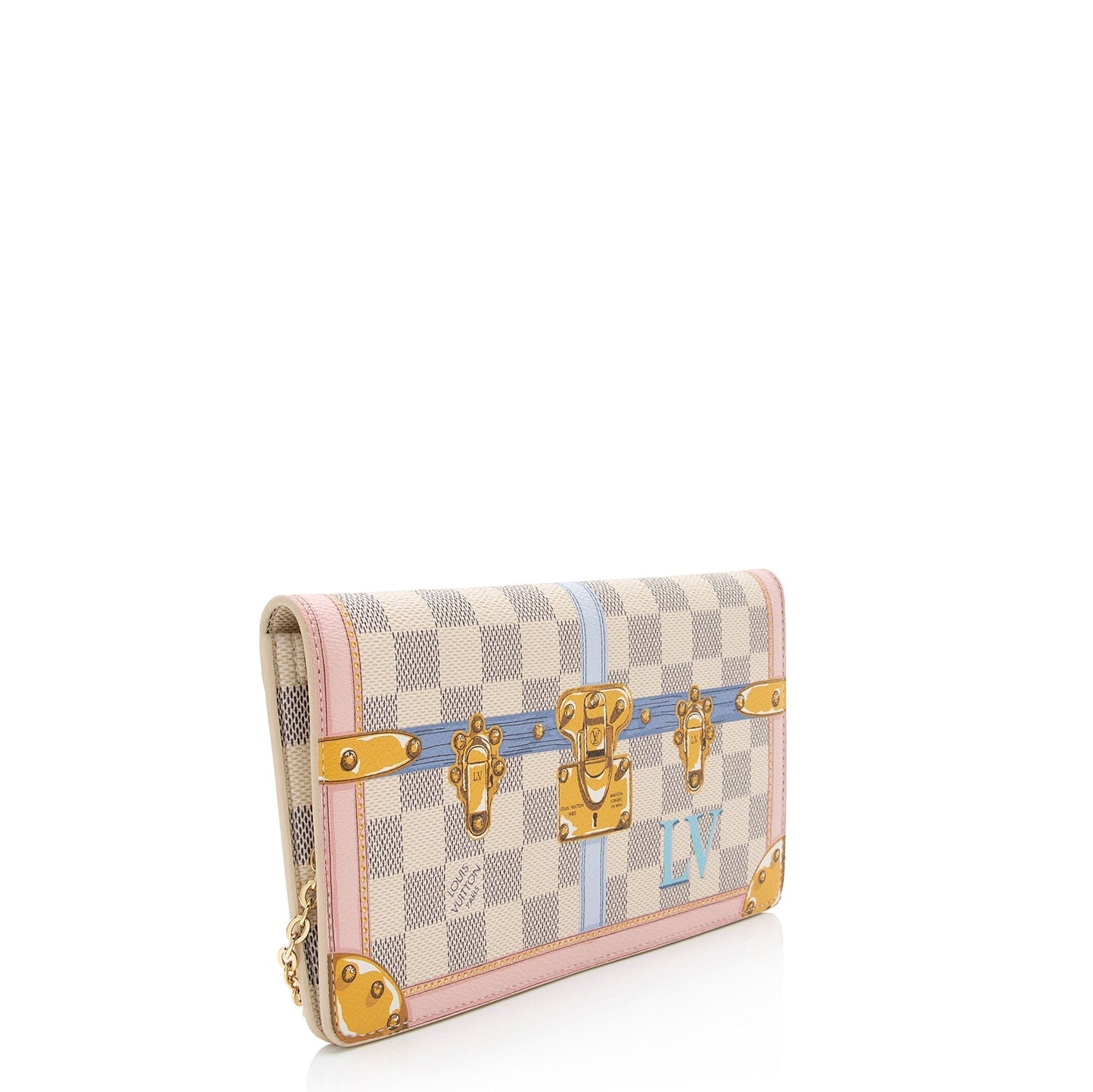 Louis Vuitton Damier Azur Summer Trunk Pochette Weekend Crossbody Bag (SHF-6YST27)