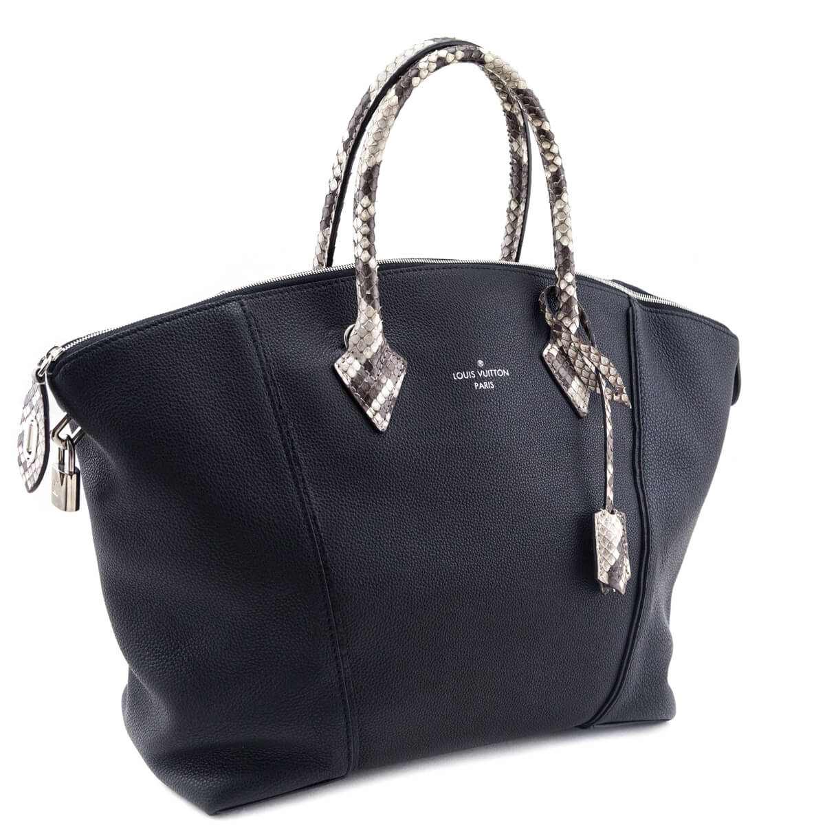 Louis Vuitton Black Veau Cachemire Python Soft Lockit MM