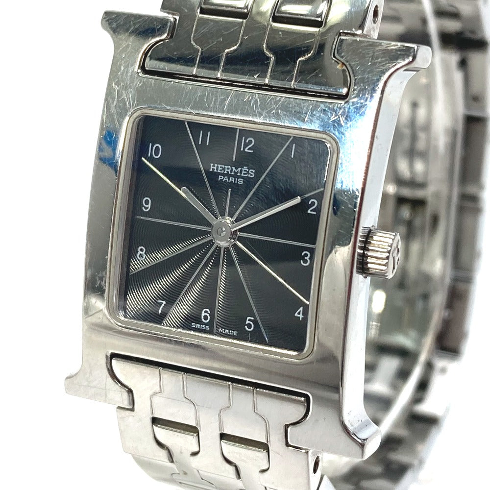 HERMES Watches Quartz HH1.210 Stainless Steel Silver H watch black dial Women  d