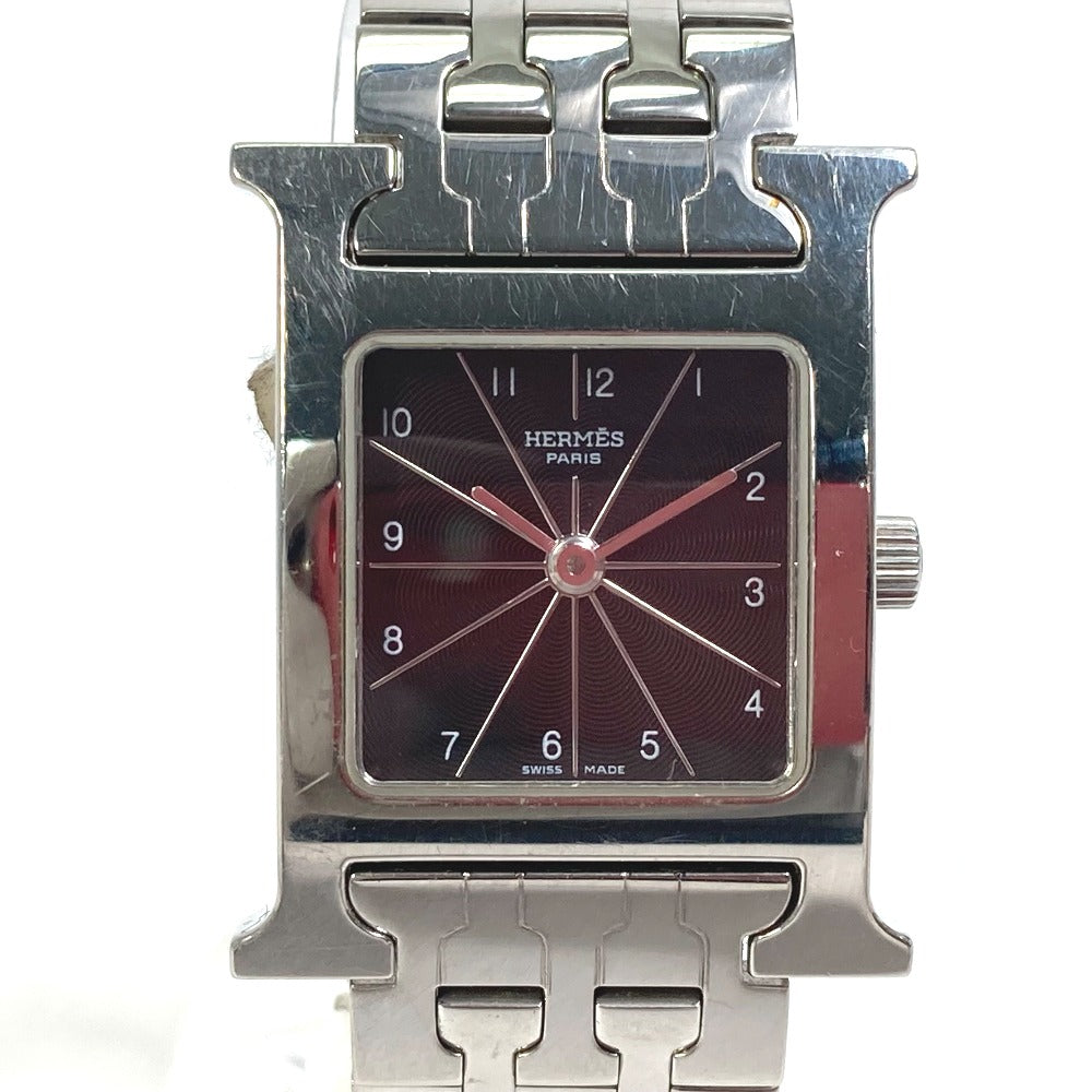 HERMES Watches Quartz HH1.210 Stainless Steel Silver H watch black dial Women  d