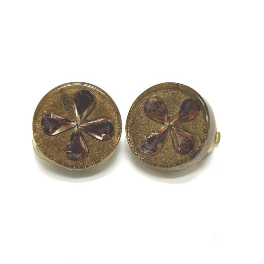 CHANEL Earring plastic gold Clover Women