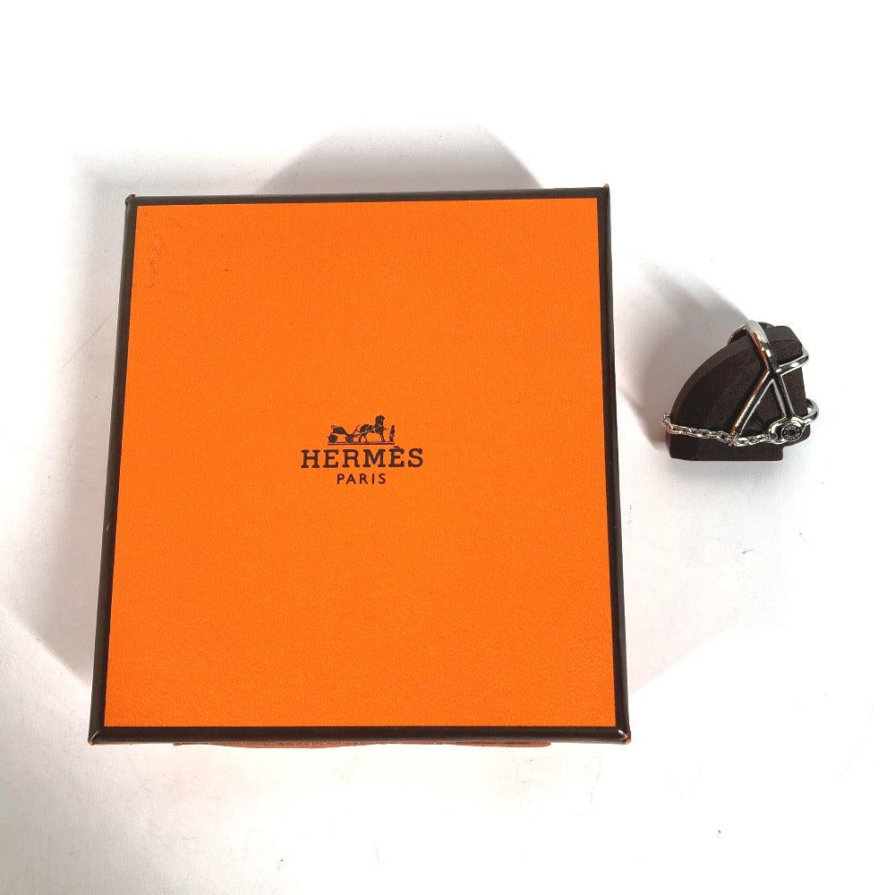 HERMES Brooch H077351FP01 Wood Brown horse cheval Badge Cheval Vulcanium Women  d
