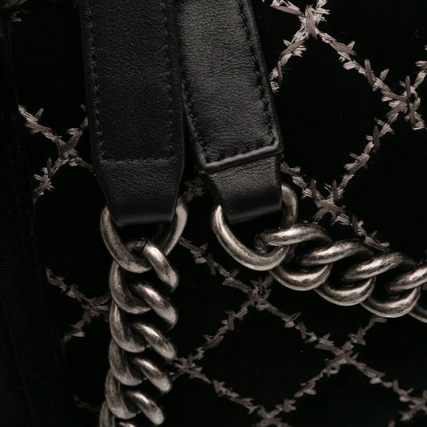 Black Chanel Medium Quilted Velvet Wild Stitch Boy Flap Crossbody Bag