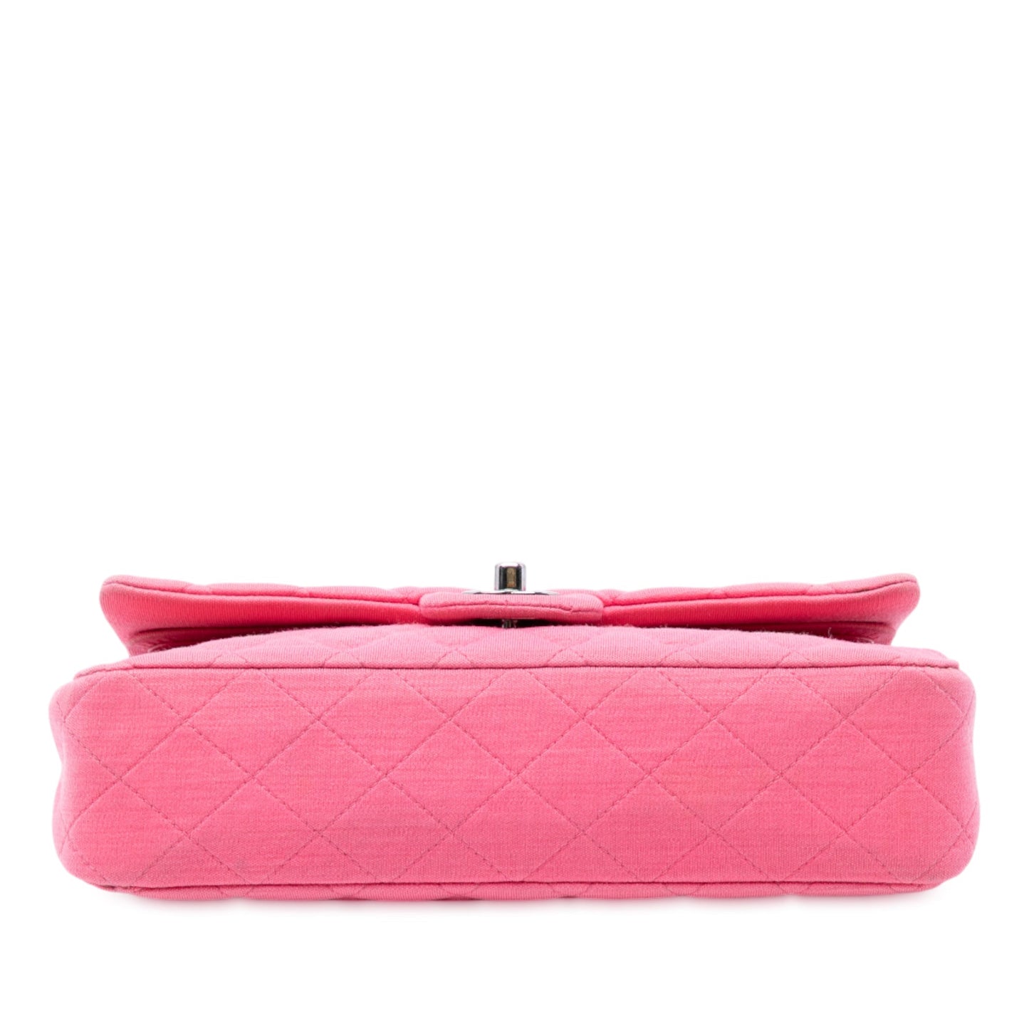 Pink Chanel Medium Classic Jersey Double Flap Shoulder Bag