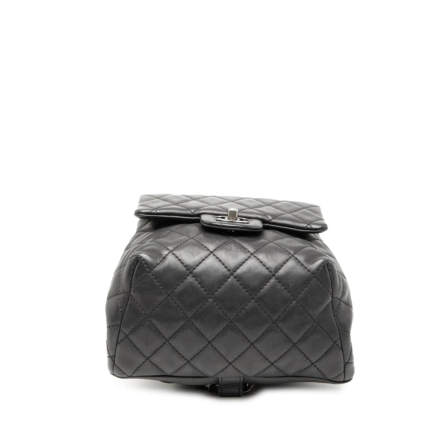 Black Chanel Small CC Calfskin Drawstring Flap Backpack