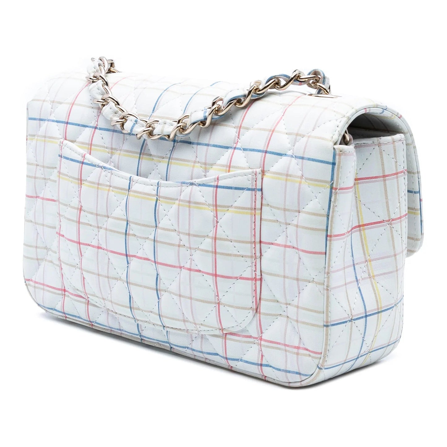White Chanel Mini Rectangular Classic Printed Calfskin Single Flap Crossbody Bag