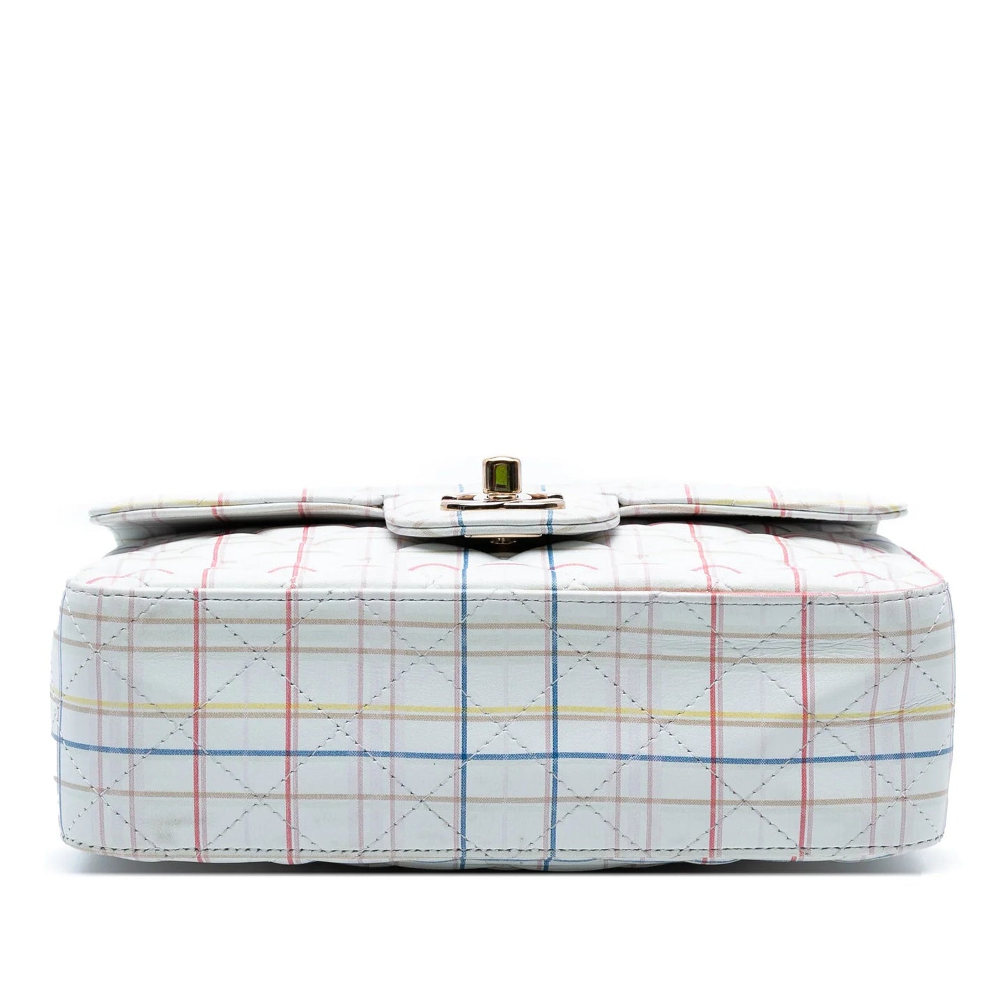 White Chanel Mini Rectangular Classic Printed Calfskin Single Flap Crossbody Bag