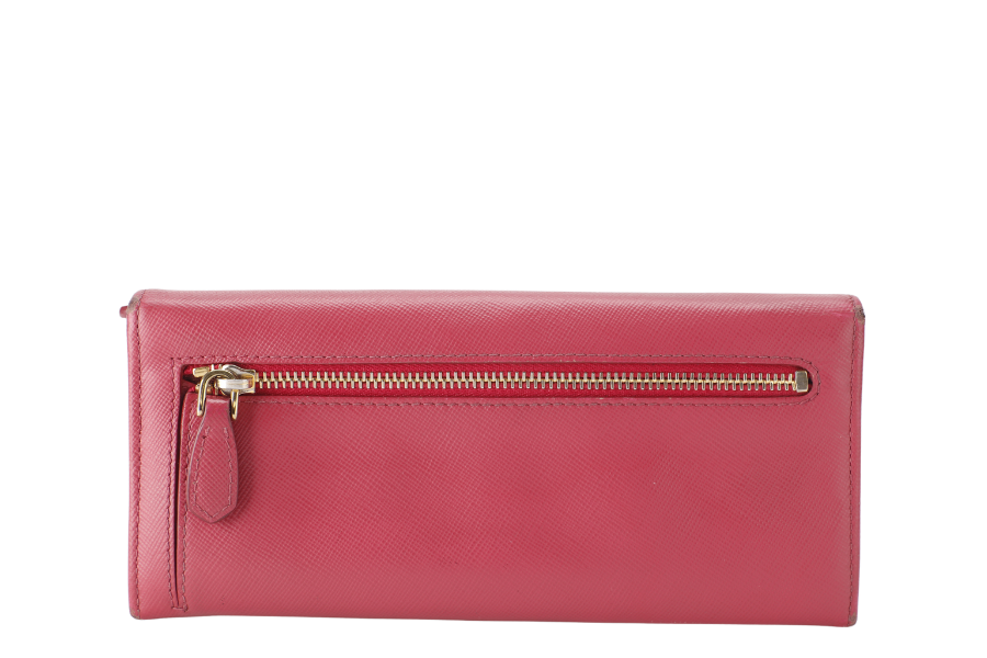 PRADA PEONY PINK SAFFIANO LONG WALLET (1MH132) WITH BOX NO CARD