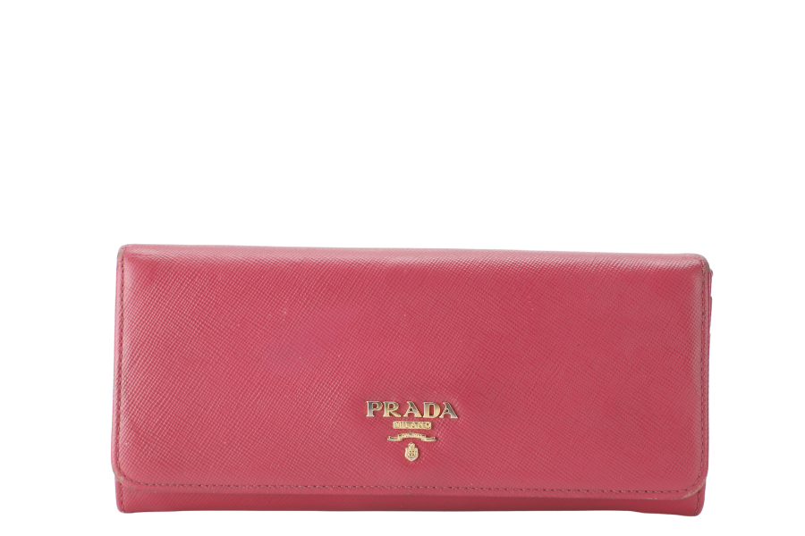 PRADA PEONY PINK SAFFIANO LONG WALLET (1MH132) WITH BOX NO CARD