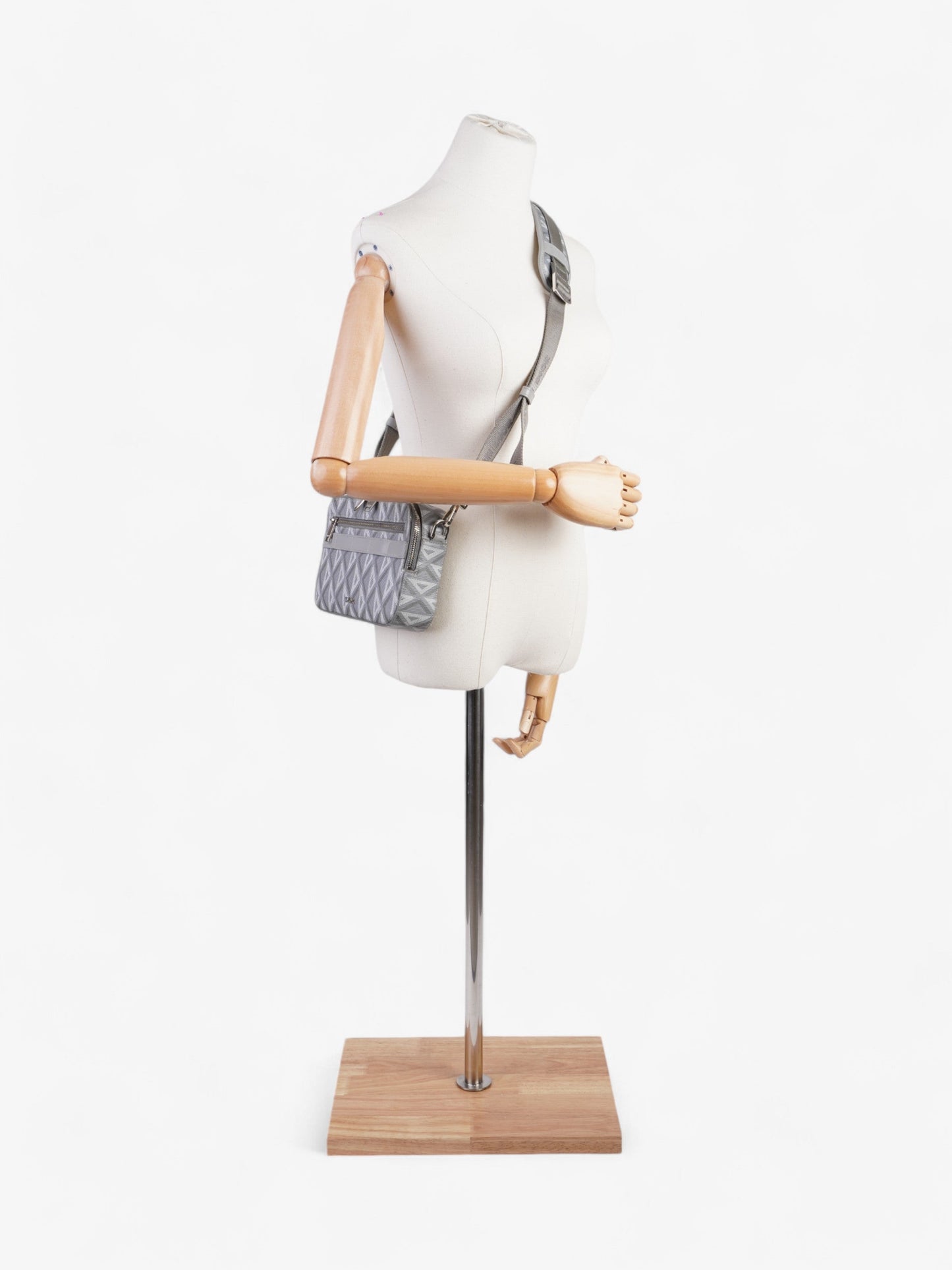 Christian Dior CD Diamond Safari with Strap Grey Coated Canvas