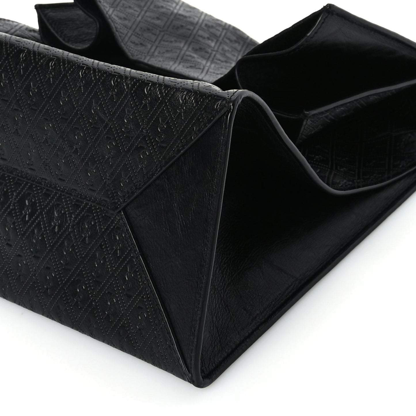 Saint Laurent Calfskin Monogram Deli Paper Bag   Black