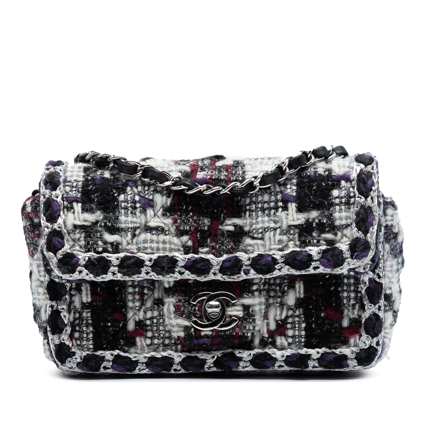 Black Chanel Mini Rectangular Quilted Tweed Single Flap Crossbody Bag