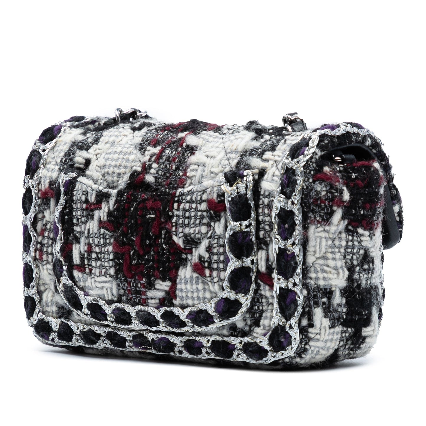 Black Chanel Mini Rectangular Quilted Tweed Single Flap Crossbody Bag