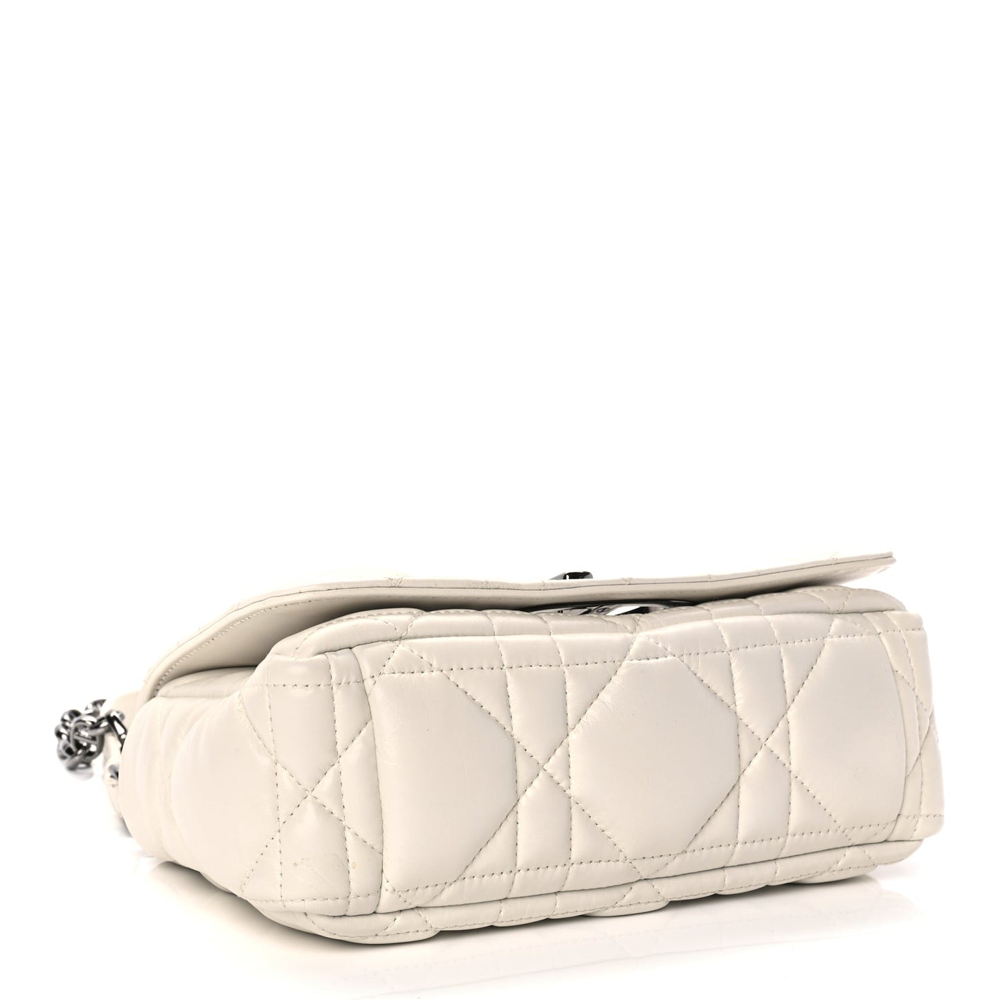 Christian Dior Calfskin Macrocannage Small Dior Caro Bag Ivory