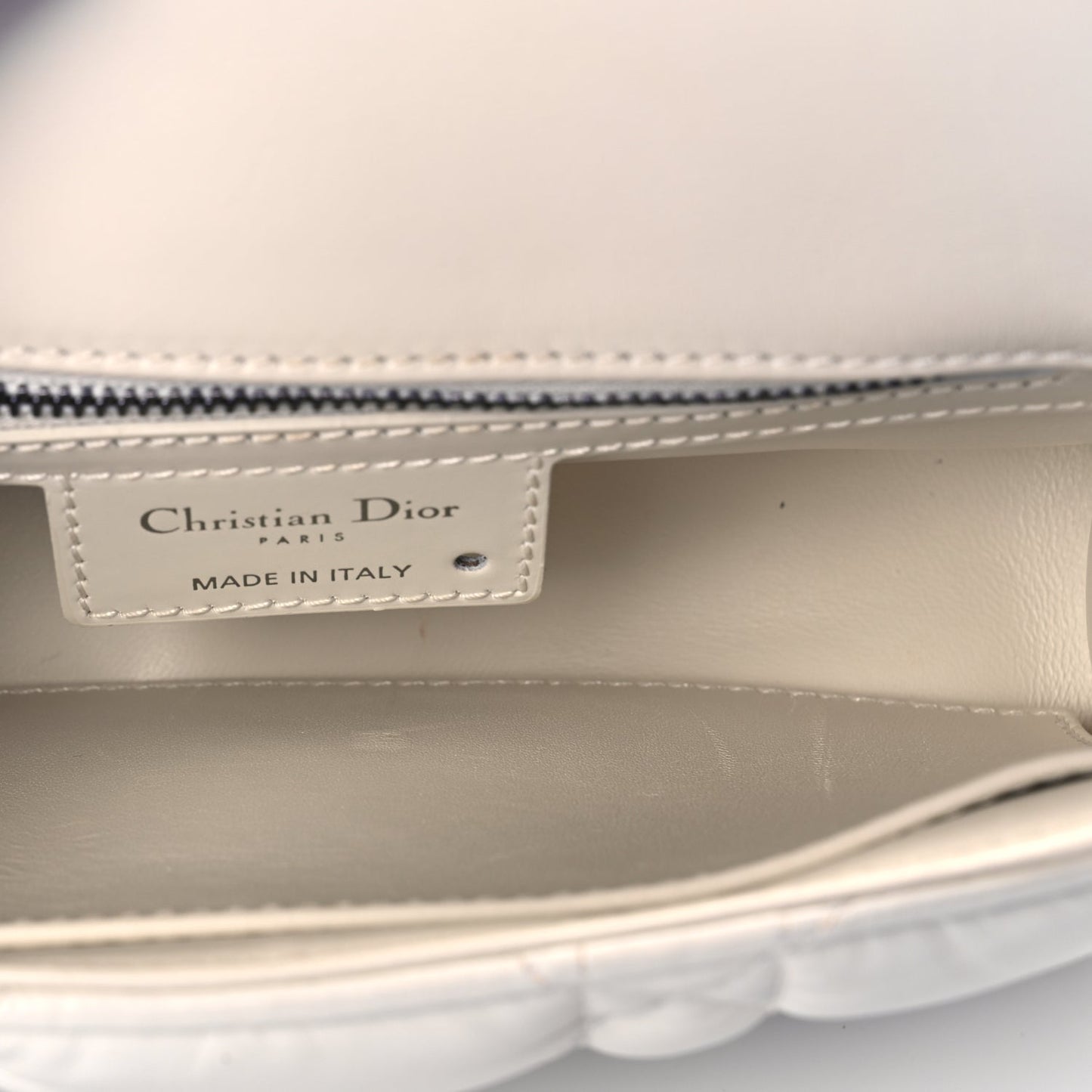 Christian Dior Calfskin Macrocannage Small Dior Caro Bag Ivory