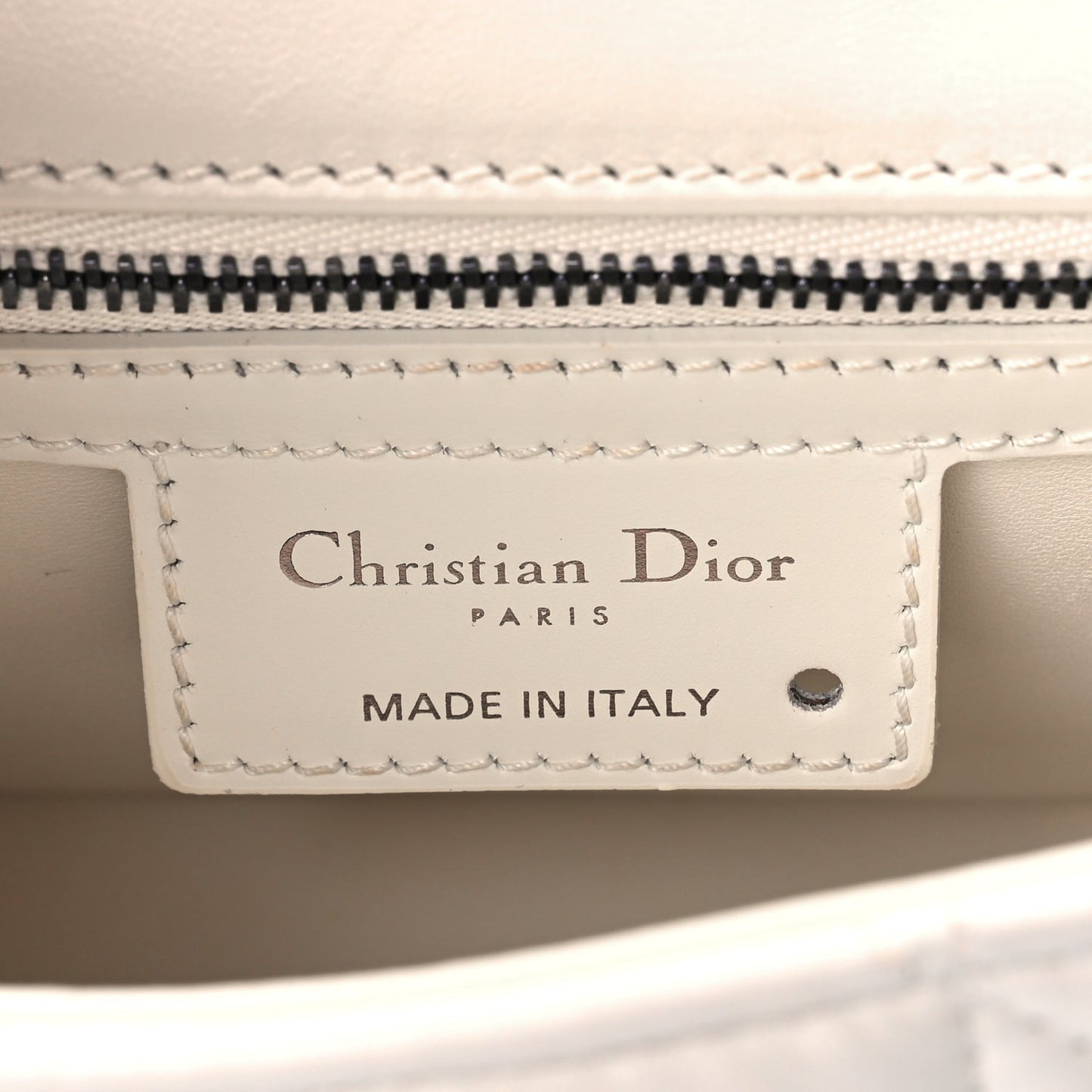 Christian Dior Calfskin Macrocannage Small Dior Caro Bag Ivory