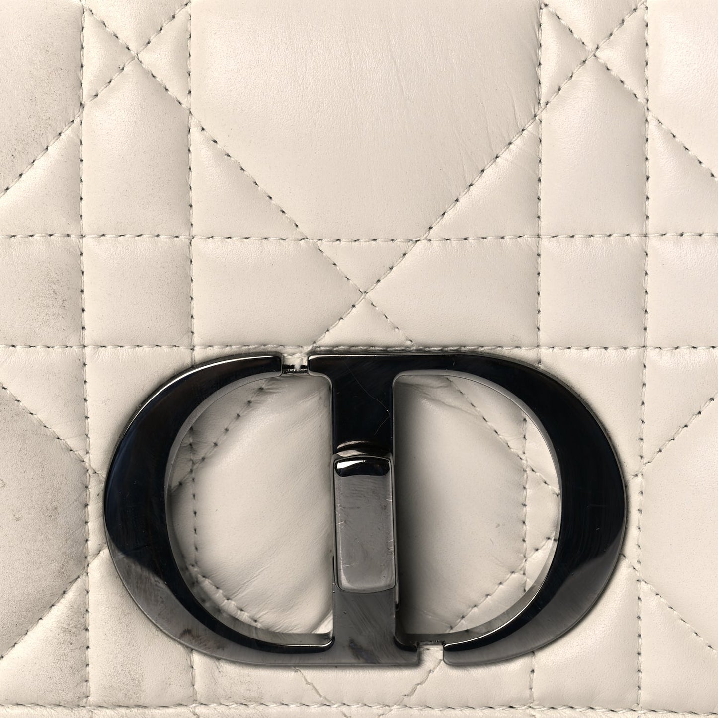 Christian Dior Calfskin Macrocannage Small Dior Caro Bag Ivory