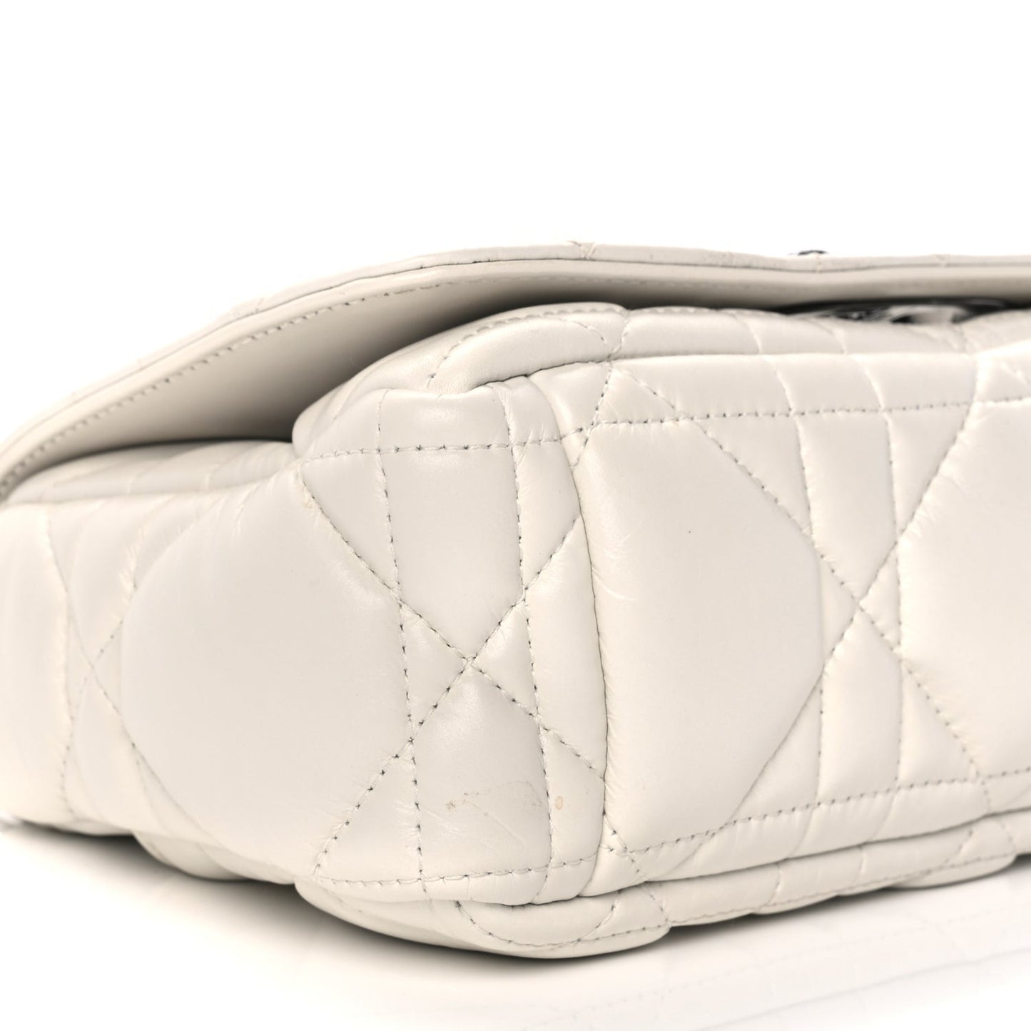 Christian Dior Calfskin Macrocannage Small Dior Caro Bag Ivory