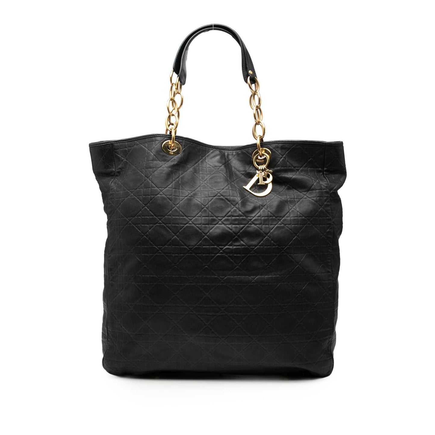 Black Dior Large Lambskin Cannage Lady Dior Soft Shopping Tote