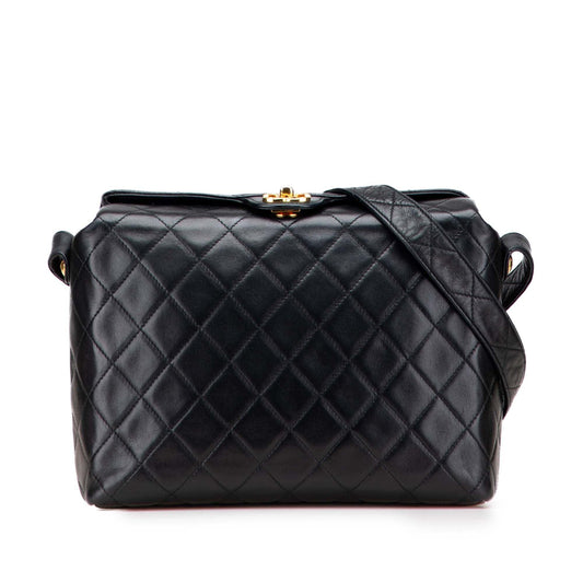 Black Chanel CC Quilted Lambskin Crossbody