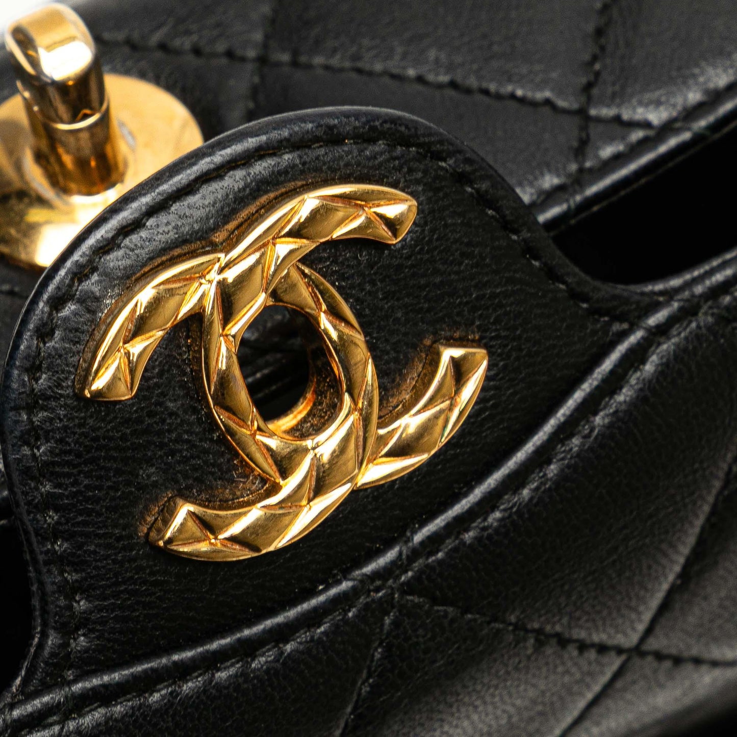 Black Chanel CC Quilted Lambskin Crossbody