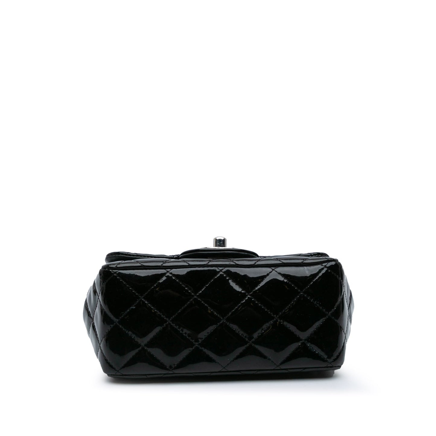 Black Chanel Mini Square Classic Patent Single Flap Crossbody Bag