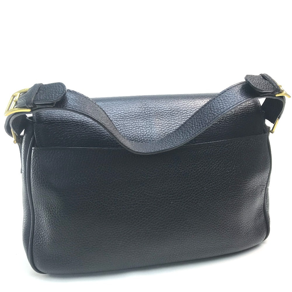 CELINE Handbag leather Black x Gold Metal   Circle logo Women