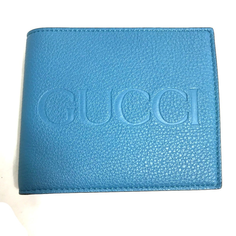 GUCCI Folded wallet 658681 leather blue logo Wallet mens