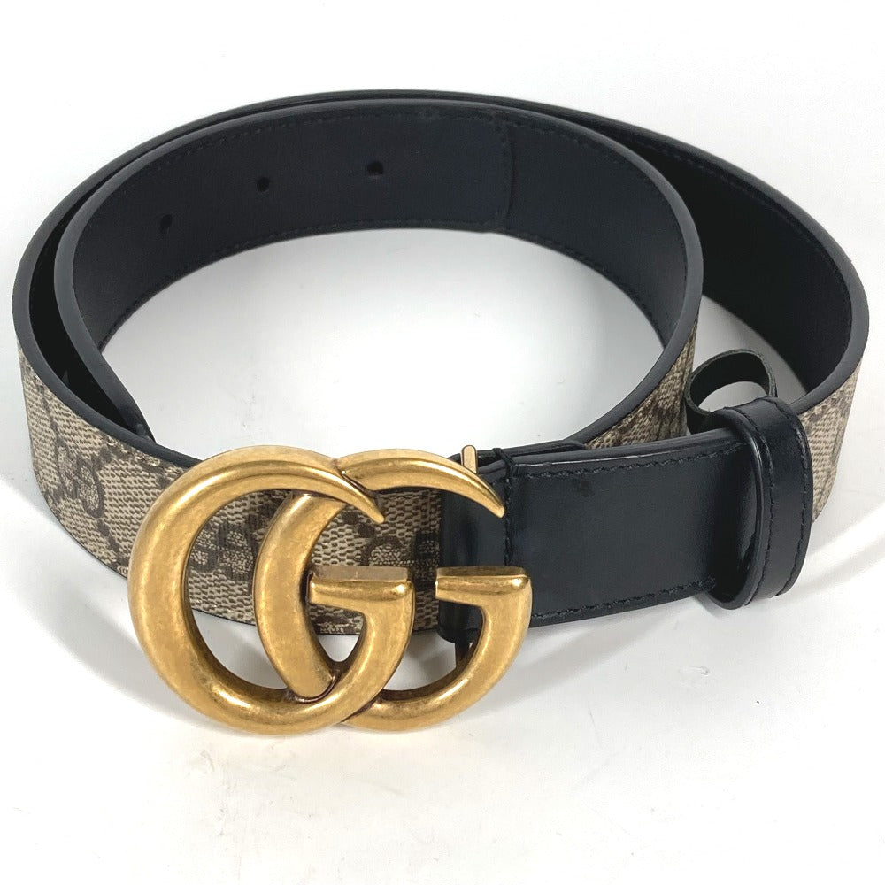 GUCCI belt 625839 GG Supreme Canvas beige Double G buckle Women 70