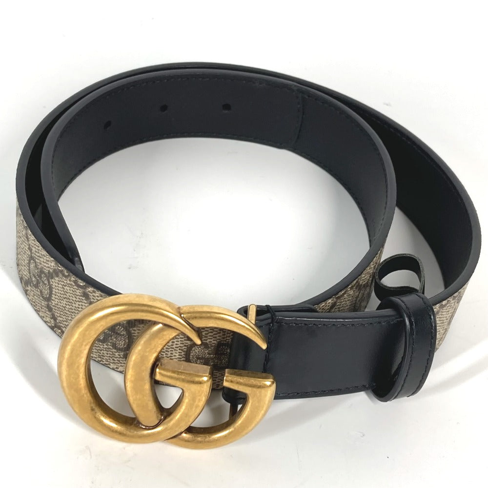 GUCCI belt 625839 GG Supreme Canvas beige Double G buckle Women 70