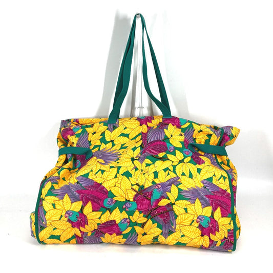 HERMES Shoulder Bag canvas green vintage Bird pattern Women  d