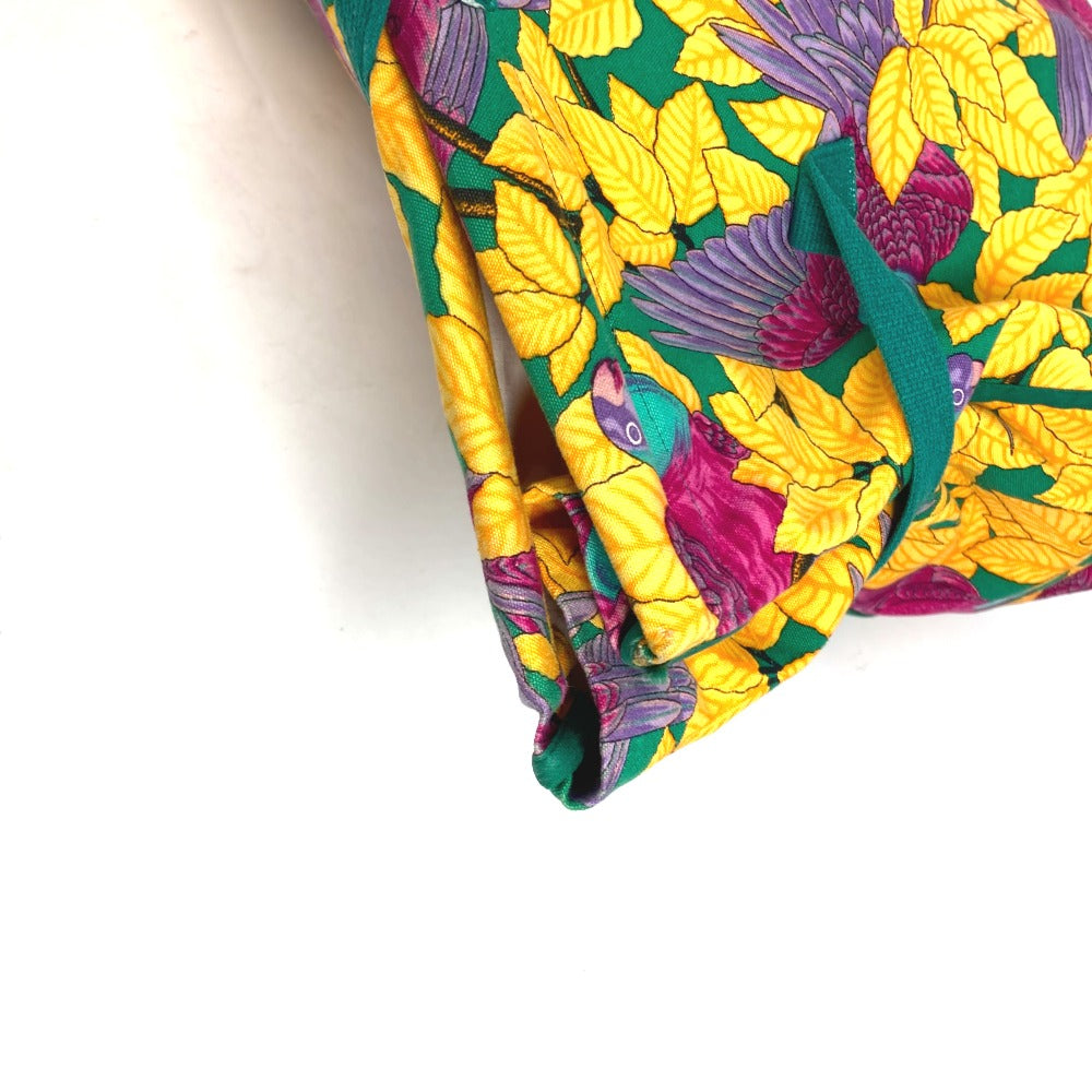 HERMES Shoulder Bag canvas green vintage Bird pattern Women  d