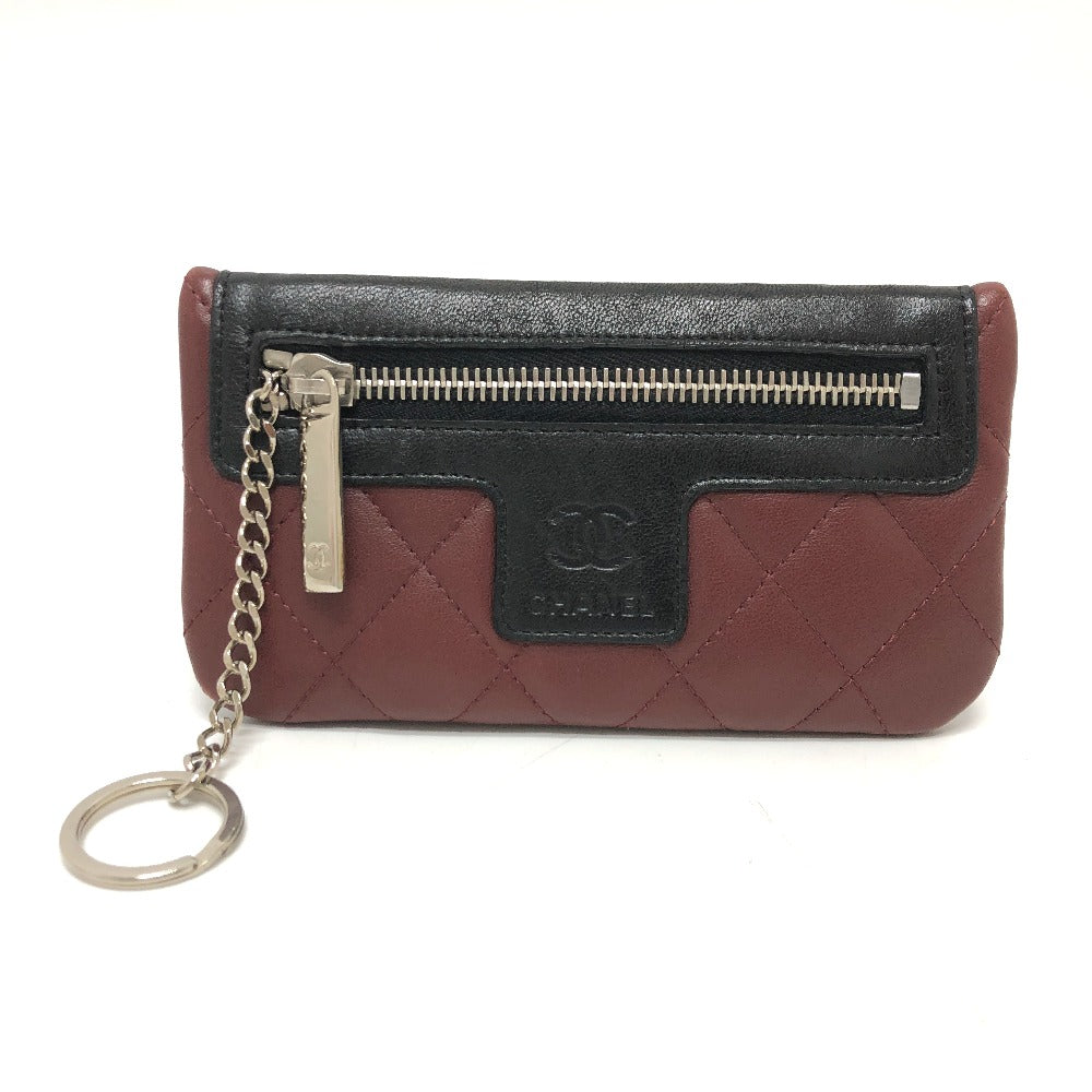 CHANEL Coin case leather black With key ring CC COCO Mark Matelasse Quilting Women  d