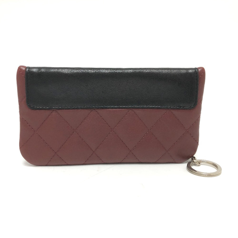 CHANEL Coin case leather black With key ring CC COCO Mark Matelasse Quilting Women  d
