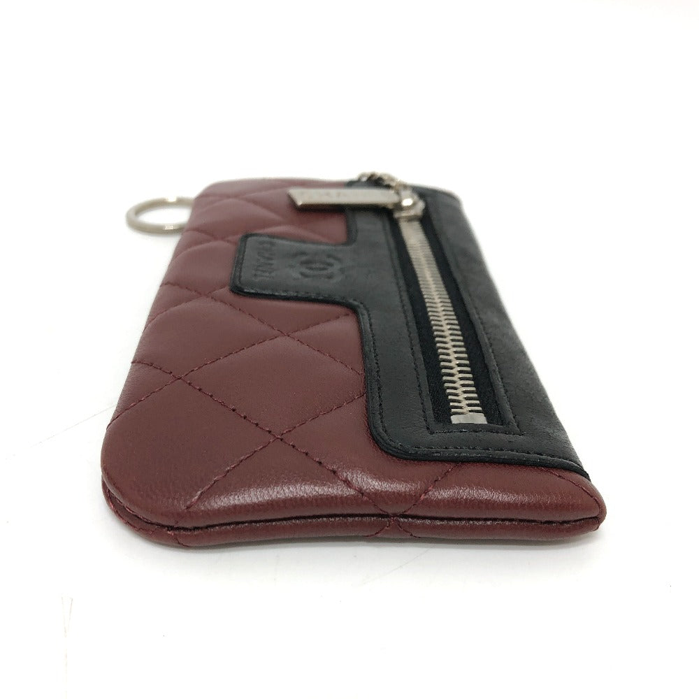 CHANEL Coin case leather black With key ring CC COCO Mark Matelasse Quilting Women  d