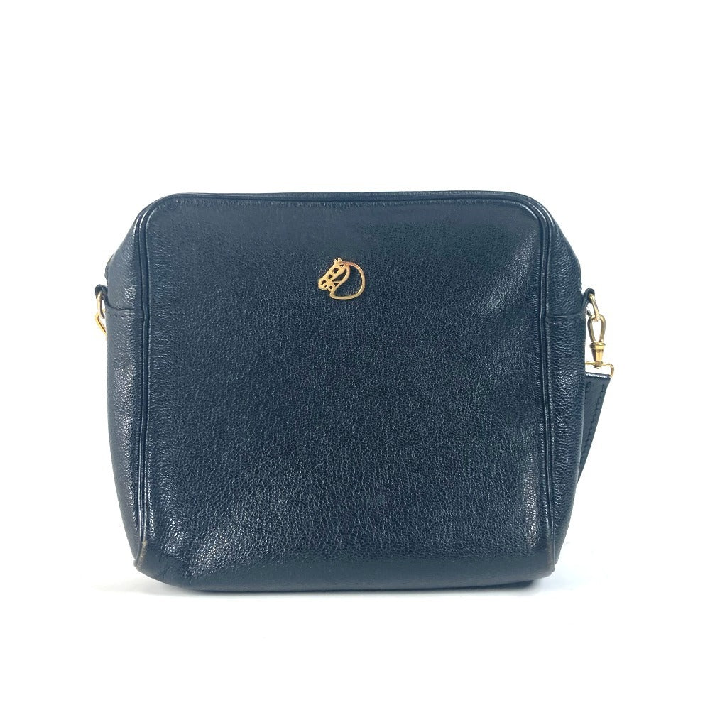 HERMES Shoulder Bag leather black vintage Shuval horse unisex(Unisex)  d