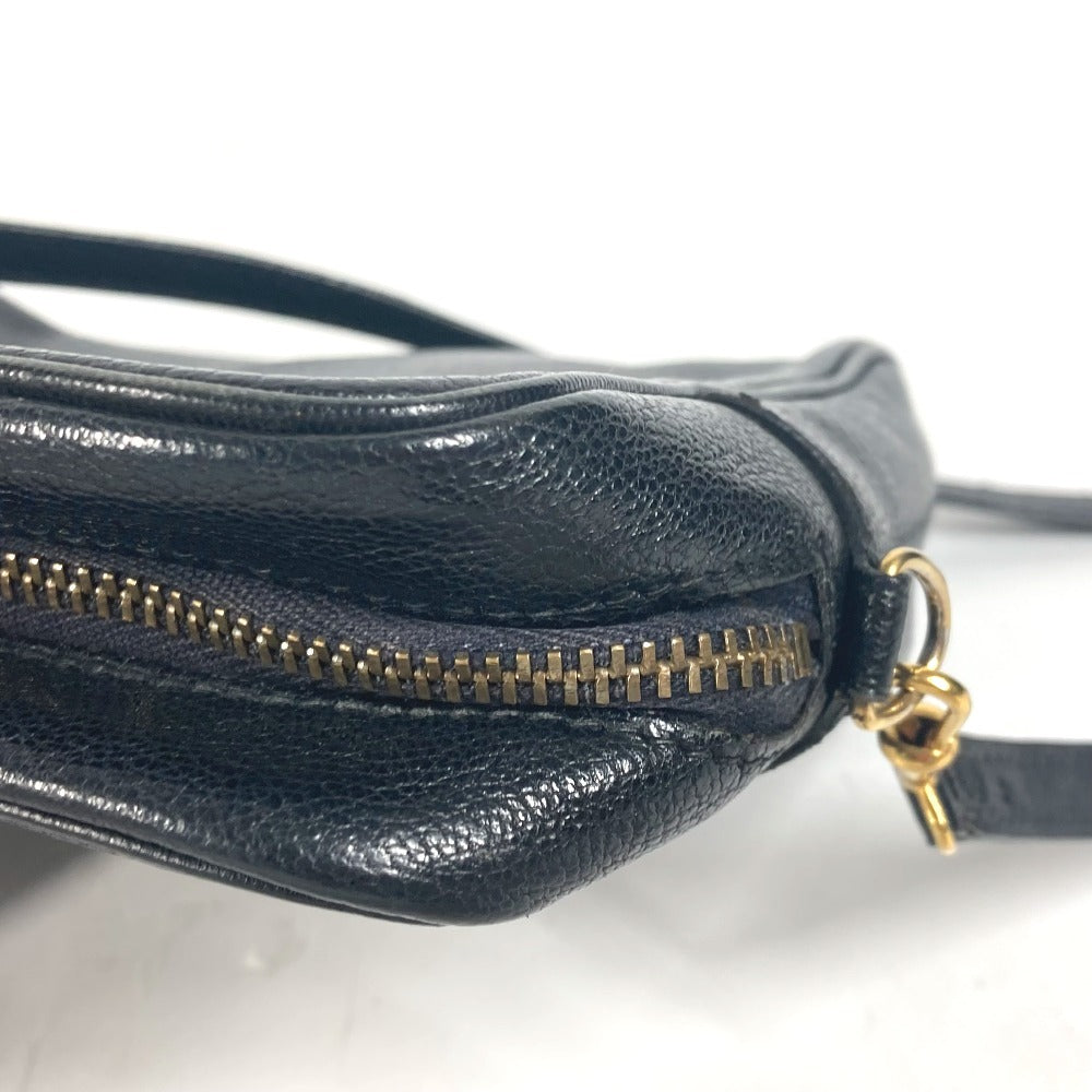 HERMES Shoulder Bag leather black vintage Shuval horse unisex(Unisex)  d