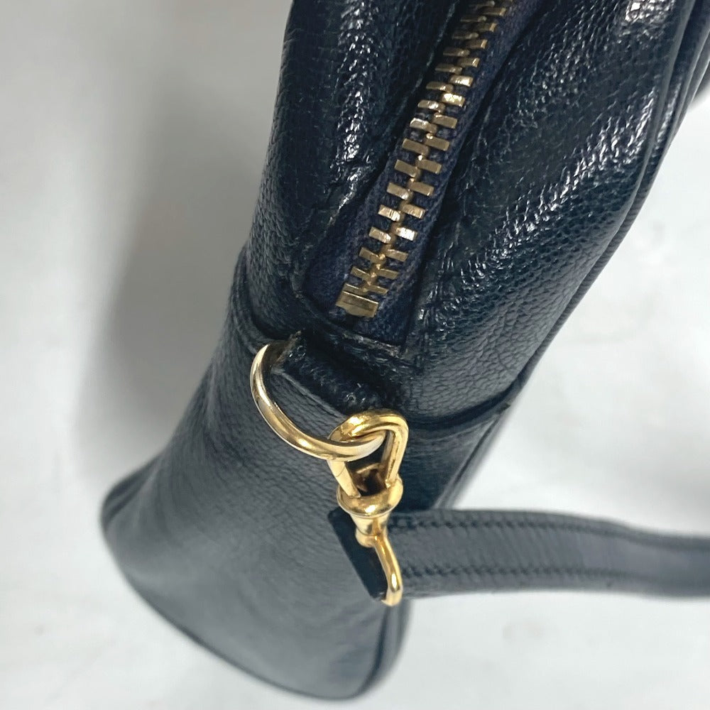 HERMES Shoulder Bag leather black vintage Shuval horse unisex(Unisex)  d