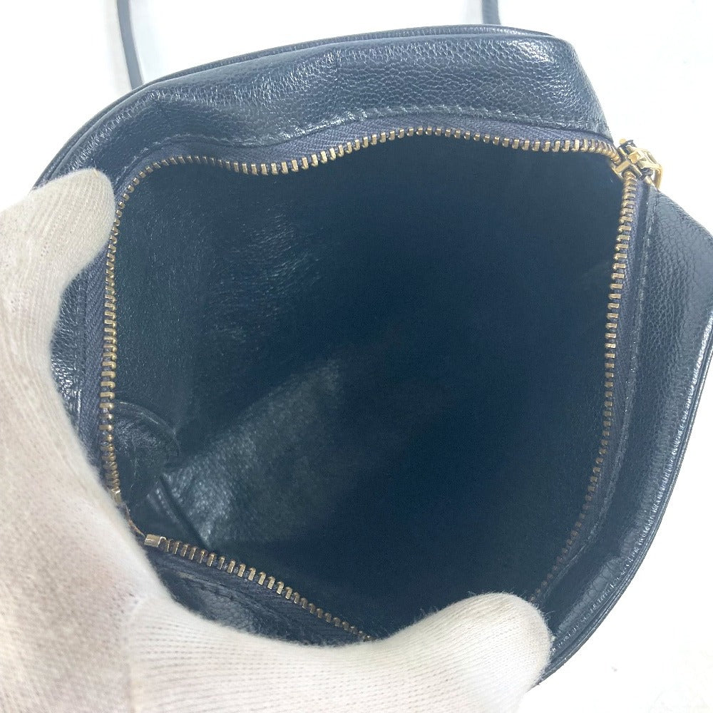 HERMES Shoulder Bag leather black vintage Shuval horse unisex(Unisex)  d