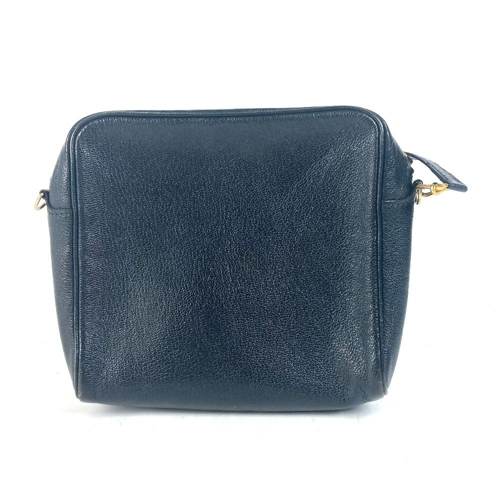 HERMES Shoulder Bag leather black vintage Shuval horse unisex(Unisex)  d