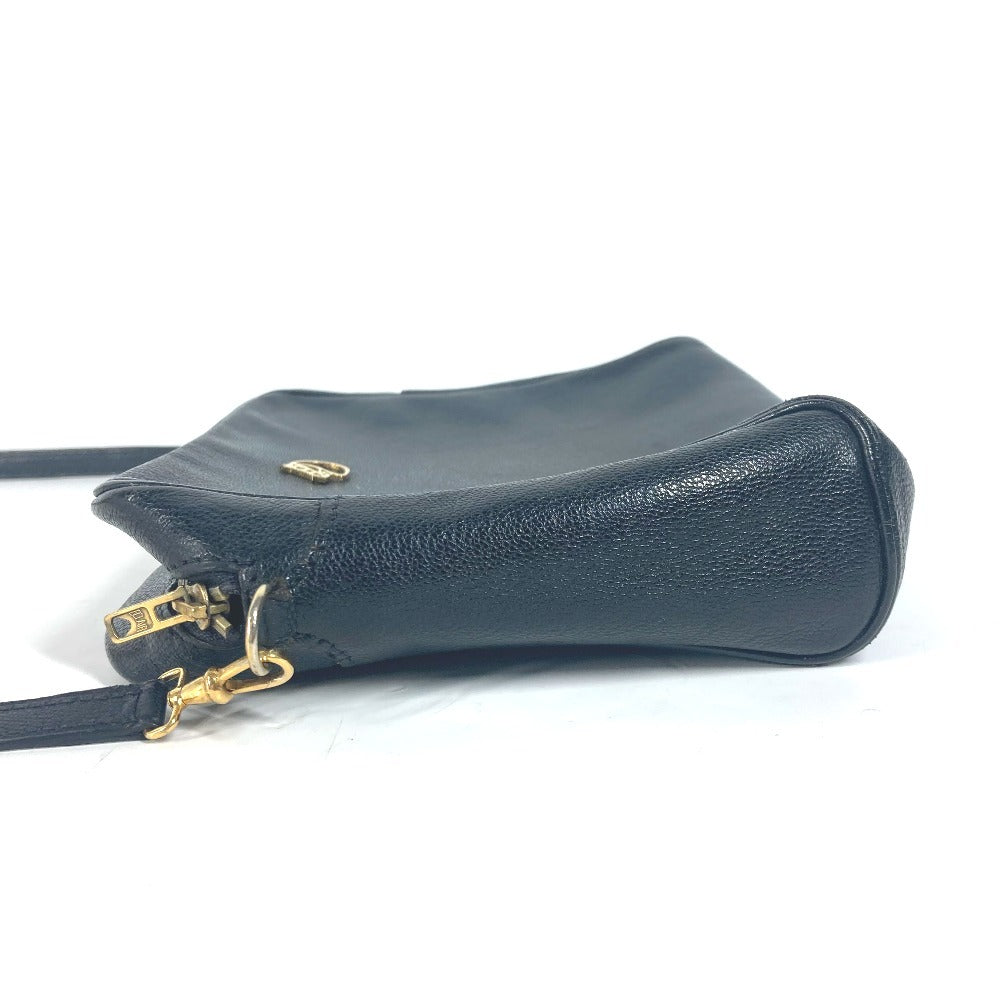 HERMES Shoulder Bag leather black vintage Shuval horse unisex(Unisex)  d