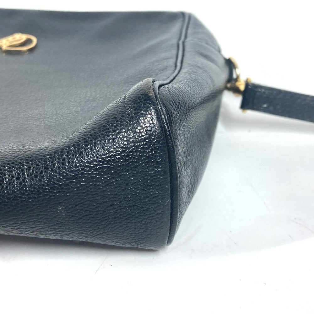HERMES Shoulder Bag leather black vintage Shuval horse unisex(Unisex)  d