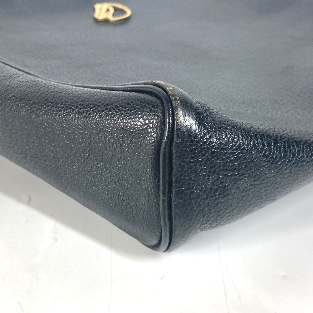 HERMES Shoulder Bag leather black vintage Shuval horse unisex(Unisex)  d