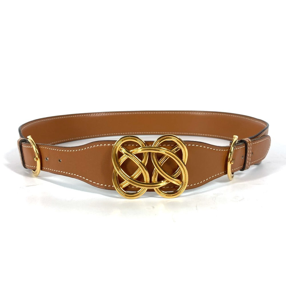 HERMES belt leather Brown vintage buckle Women 70  d