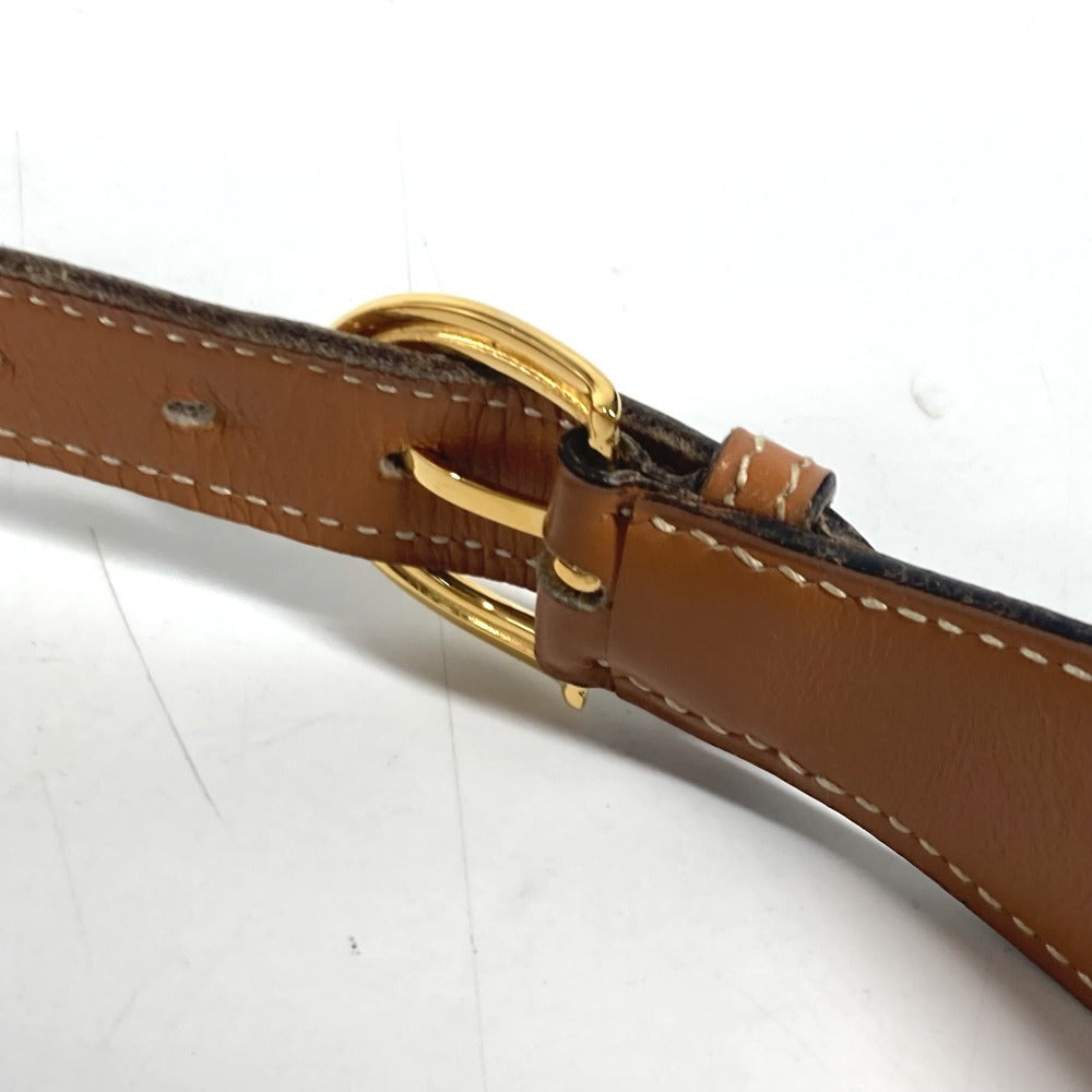 HERMES belt leather Brown vintage buckle Women 70  d