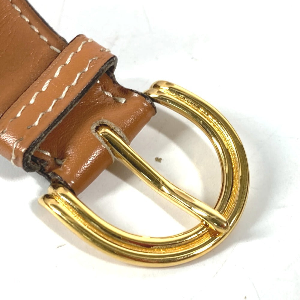 HERMES belt leather Brown vintage buckle Women 70  d