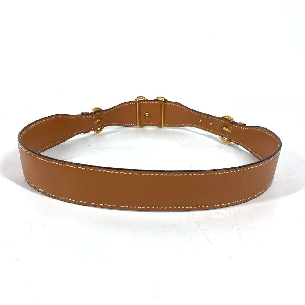 HERMES belt leather Brown vintage buckle Women 70  d